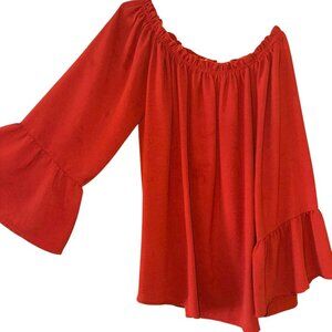 Red 143 Story by Line Up Flowy On or Off Shoulder Long Sleeve Blouse Size Large